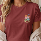Faithful Citizens Apparel Co Women T-shirt Blooming and Growing Floral Illustration Hosea 14:5-6 Chili