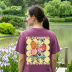 Faithful Citizens Apparel Co Women T-shirt Blooming and Growing Floral Illustration Hosea 14:5-6 Berry