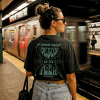 Faithful Citizens Apparel Co Women's T-shirt Jesus is my Flex Cross inspired illustration Jeremiah 9:24 Black