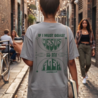 Faithful Citizens Apparel Co Women's T-shirt Jesus is my Flex Cross inspired illustration Jeremiah 9:24 Grey