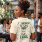 Faithful Citizens Apparel Co Women's T-shirt Jesus is my Flex Cross inspired illustration Jeremiah 9:24 Ivory
