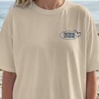 Faithful Citizens Apparel Co Women's T-shirt Peace be Still lettering Waves illustration Mark 4:39 Ivory