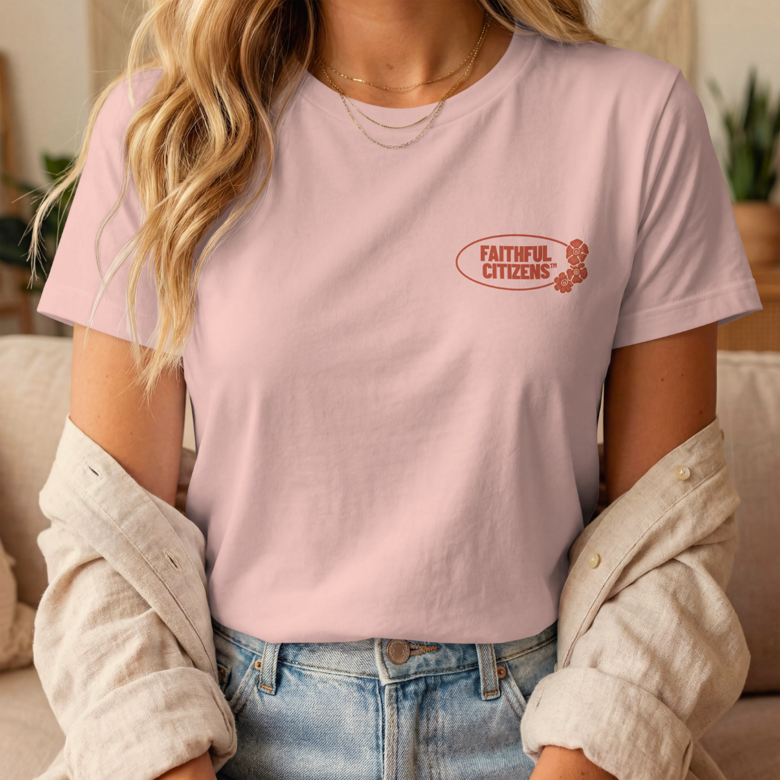 Faithful Citizens Apparel Co Women's T-shirt Freedom In His Presence Birds illustration 2 Corinthians 3:17 Blossom