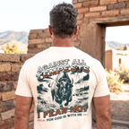 Faithful Citizens Apparel Co Men's T-shirt Against All Tempests lettering and Buffalo portrait Psalm 46:1 Ivory