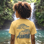 Faithful Citizens Apparel Co Women's T-shirt Firmly Planted waterfall and tree Illustration Psalm 1:3 Mustard