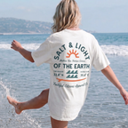 Faithful Citizens Apparel Co Women's T-shirt Salt and Light lettering Sun and wave Illustration Matthew 5:13-16 White