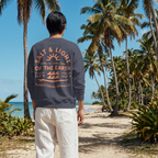 Faithful Citizens Apparel Co Men's Sweatshirt featuring a sunrise graphic and “Salt & Light” lettering Matthew 5:13-16 Denim