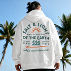 Faithful Citizens Apparel Co Men's Hoodie Salt and Light of the earth Wave illustration Matthew 5:13-16 White