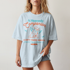Faithful Citizens Apparel Co Women's T-shirt A heavenly companion Human and Dog shirt Dog with wings illustration James 1:17 Chambray
