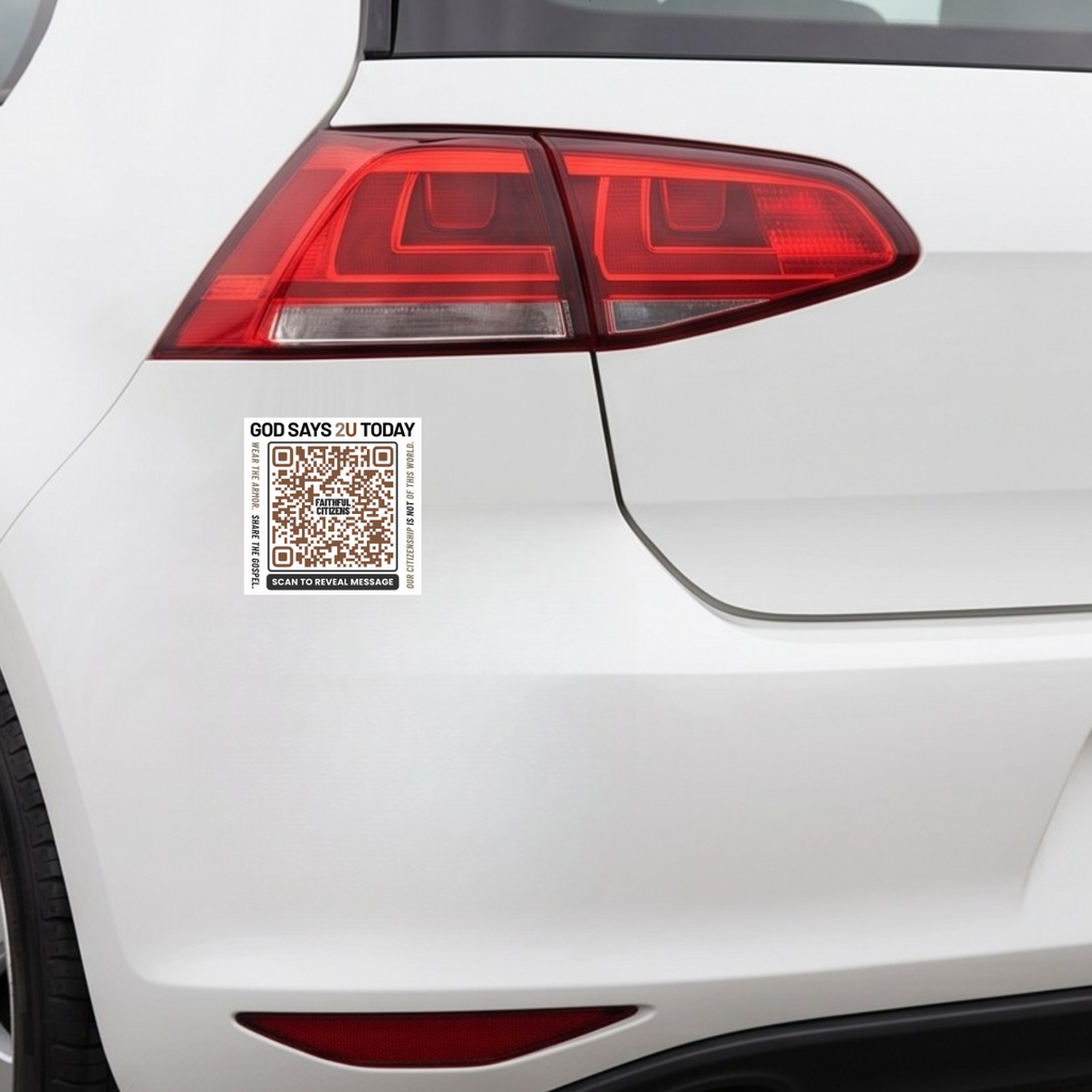 God Says 2U Today | Digital Ministry QR Vinyl Sticker