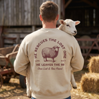 Faithful Citizens Apparel Co Women's Sweatshirt He leaves the 99 Sheep Illustration Luke 15:3-7 Sand