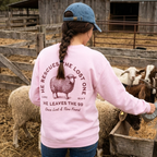 Faithful Citizens Apparel Co Women's Sweatshirt He leaves the 99 Sheep Illustration Luke 15:3-7 Light Pink