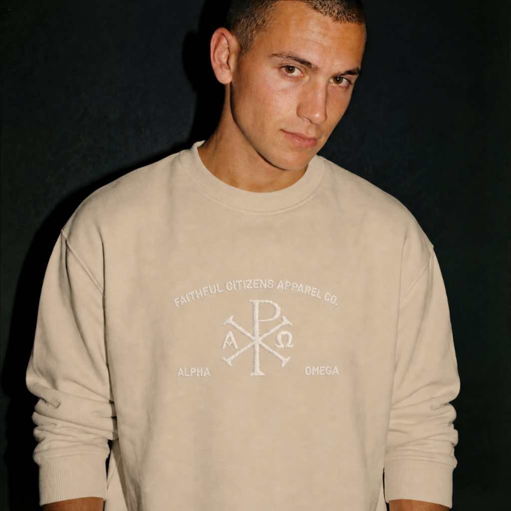 Alpha & Omega | Revelation 22:13 | Embroidered Crewneck Sweatshirt