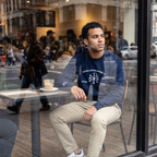 Faithful Citizens Apparel Co Men's Sweatshirt featuring an embroidered Alpha and Omega symbol Revelation 22:13 Navy