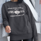 Faithful Citizens Apparel Co Women's Sweatshirt Love all Pickleball Illustration 1 Corinthians 16:14 Dark Heather