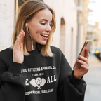 Faithful Citizens Apparel Co Women's Sweatshirt Love all Pickleball Illustration 1 Corinthians 16:14 Black