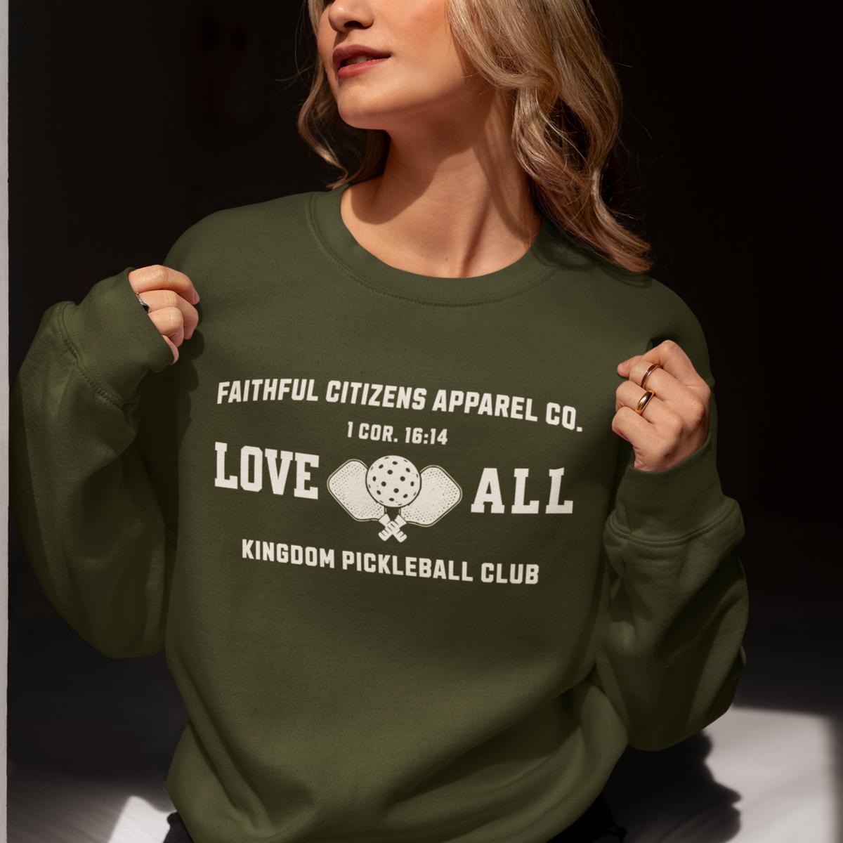 Love All | 1 Corinthians 16:14 | Pickleball Crewneck Sweatshirt