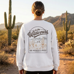 Faithful Citizens Apparel Co Women's Sweatshirt In the wilderness desert Illustration Deuteronomy 8:2 White