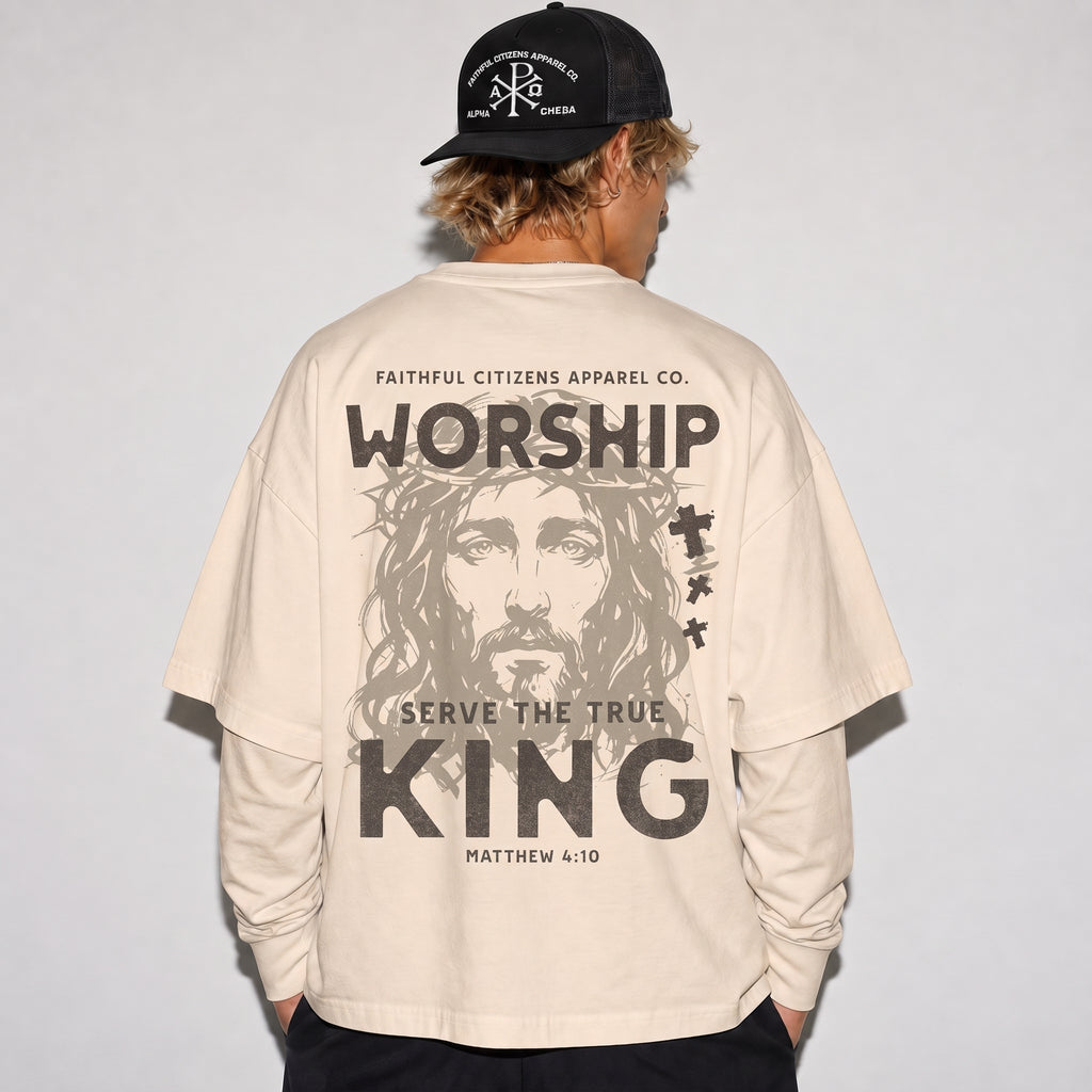Faithful Citizens Apparel Co Men's T-shirt Worship the King Matthew 4:10 Ivory