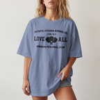 Faithful Citizens Apparel Co Women's T-shirt Love All Lettering Pickleball illustration 1 Corinthians 16:14 Washed Denim