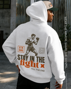 Faithful Citizens Apparel Men's Hoodie Stay in the fight till the end Fighter illustration white