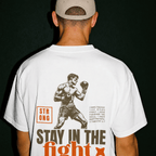 Faithful Citizens Apparel Co Men's T-shirt Stay in the Fight 2 Timothy 4:7 Boxer Illustration White