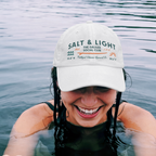 Faithful Citizens Apparel Co Unisex Classic Cotton Cap alt and Light Matthew 5:13-16 Wave and sun illustration White