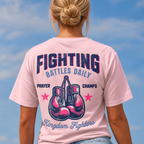 Faithful Citizens Apparel Co Women's T-Shirt Kingdom Fighters Boxing gloves illustrations Psalm 144:1 Blossom