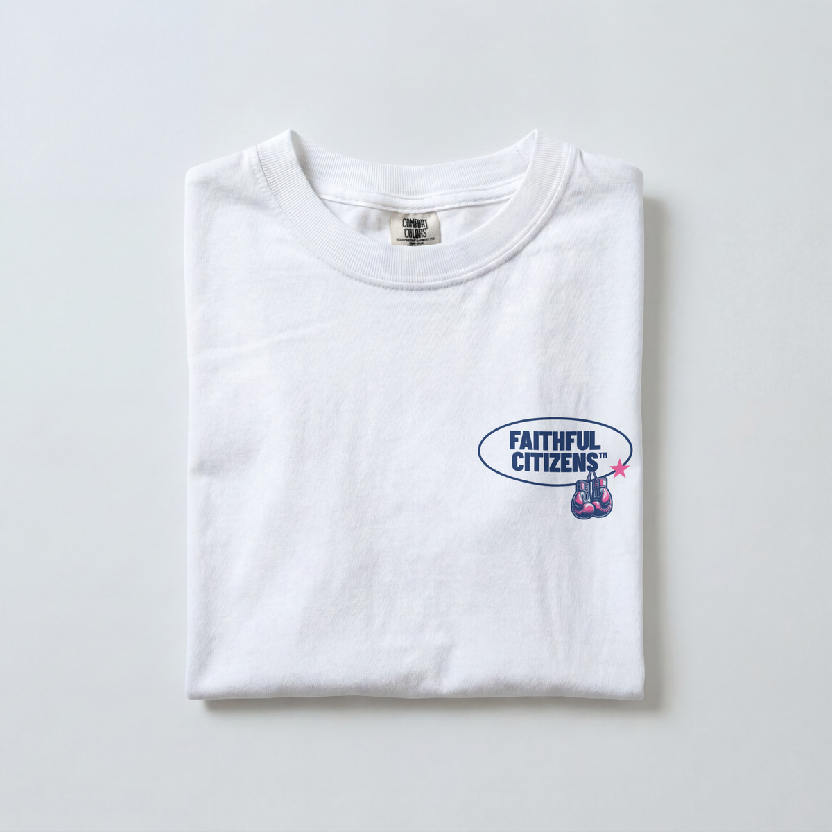 Faithful Citizens Apparel Co Women's T-Shirt Kingdom Fighters Boxing gloves illustrations Psalm 144:1 White