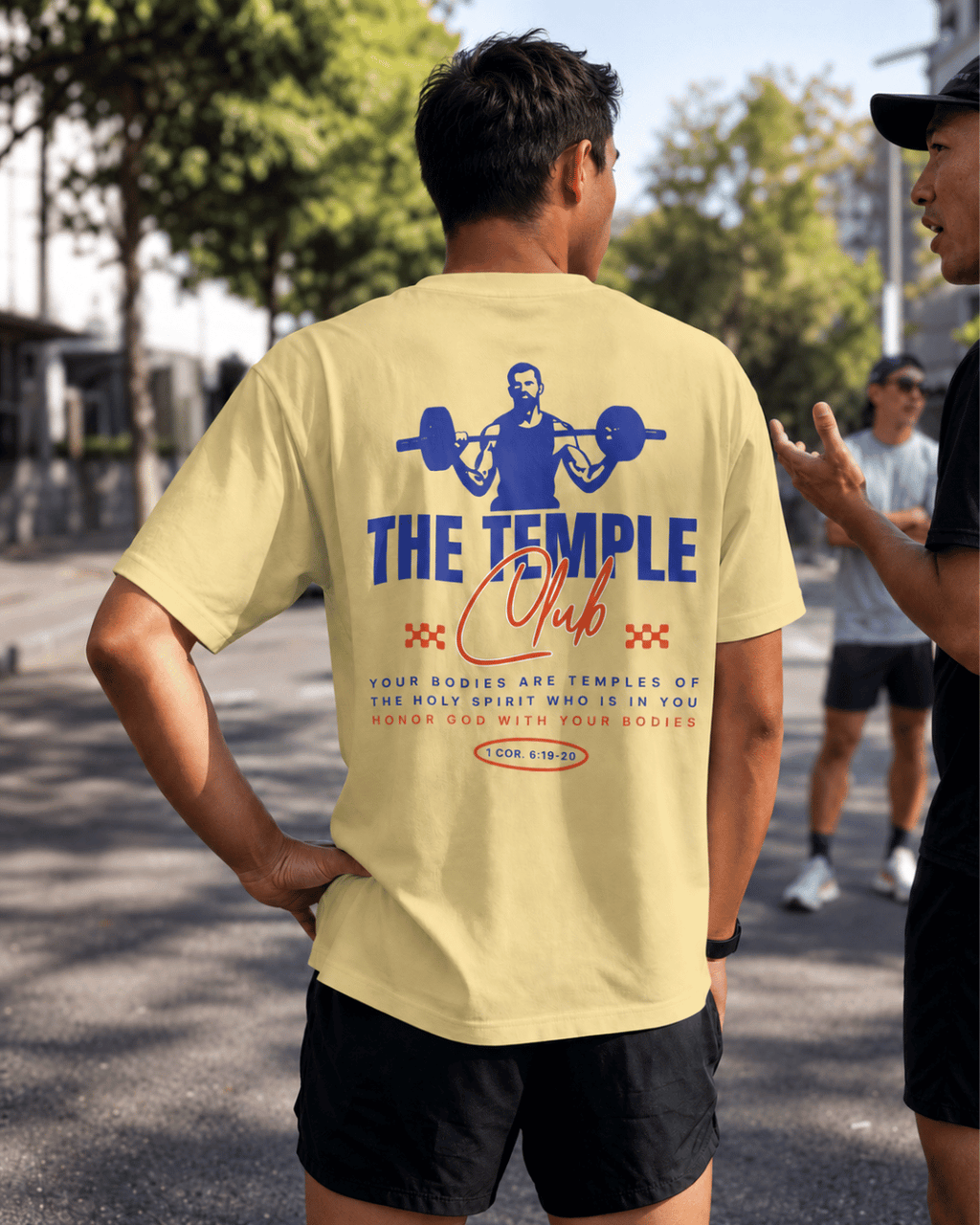 Faithful Citizens Apparel Co Men's T-shirt The Temple Club 1 Corinthians 6:19-20 Gym Illustration Butter