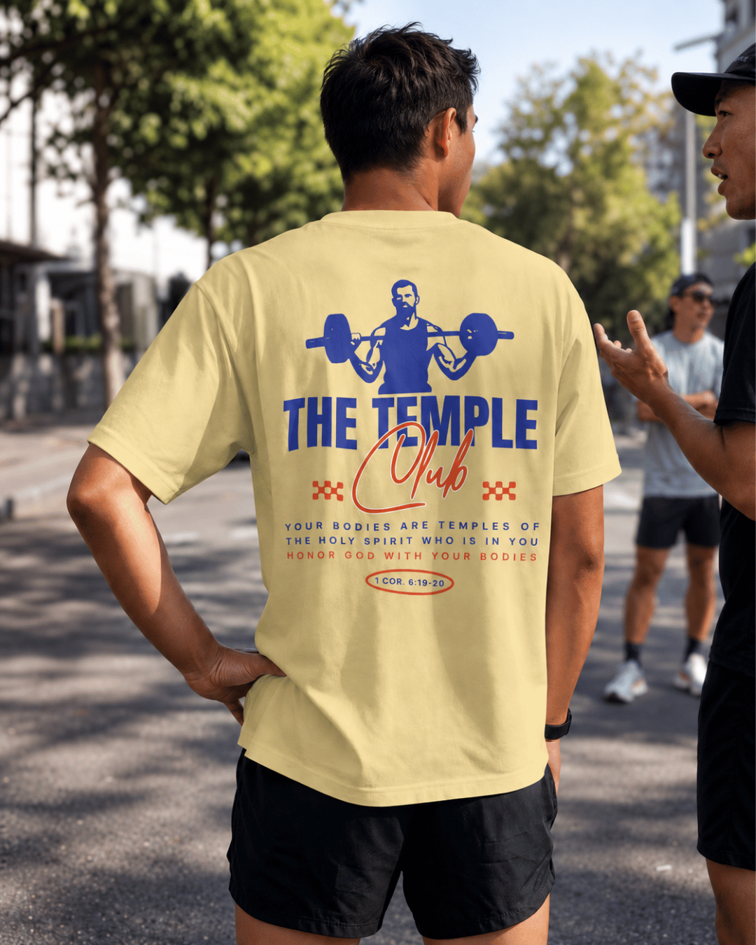Faithful Citizens Apparel Co Men's T-shirt The Temple Club 1 Corinthians 6:19-20 Gym Illustration Butter