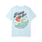 Faithful Citizens Apparel Co Women's T-shirt Peace be Still lettering Waves illustration Mark 4:39 Chambray