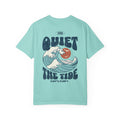 Faithful Citizens Apparel Co Men's T-shirt featuring an ocean graphic and “Quiet the Tide” lettering Matthew 14:32 Chalky mint