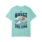 Faithful Citizens Apparel Co Men's T-shirt featuring an ocean graphic and “Quiet the Tide” lettering Matthew 14:32 Chalky mint