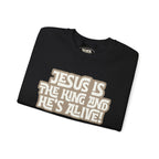 Faithful Citizens Apparel Co Women's Sweatshirt Jesus is the King and He's alive lettering Revelation 1:18 Black