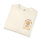 Faithful Citizens Apparel Co Women's T-shirt Following the Son Light lettering Walking Sunflower Illustration John 8:12 Ivory