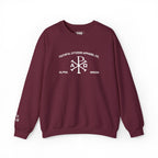 Faithful Citizens Apparel Co Men's Sweatshirt featuring an embroidered Alpha and Omega symbol Revelation 22:13 Maroon