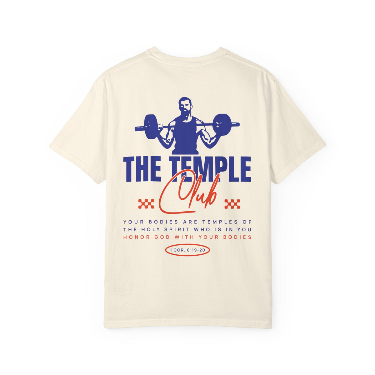Faithful Citizens Apparel Co Men's T-shirt The Temple Club 1 Corinthians 6:19-20 Gym Illustration Ivory