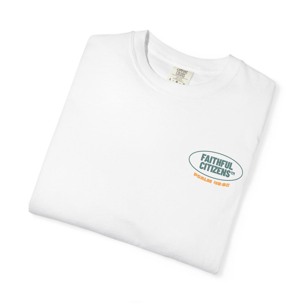 Faithful Citizens Apparel Co Men's T-shirt Standing on the rock feet illustration Psalm 40:2 white