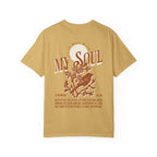 Faithful Citizens Apparel Co Women's T-shirt It is well with my soul lettering Bird illustration 2 Kings 4:26 Mustard