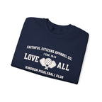 Faithful Citizens Apparel Co Women's Sweatshirt Love all Pickleball Illustration 1 Corinthians 16:14 Navy