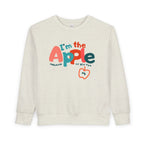 Faithful Citizens Apparel Co Unisex Kids Toddler Sweatshirt "I'm the apple of his eye" Apple illustration Psalm 17:8 Natural Heather