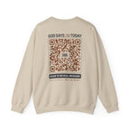 Faithful Citizens Apparel Co Unisex Sweatshirt God says 2U today Digital Ministry QR code Sand