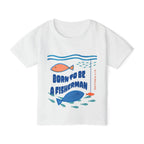 Faithful Citizens Apparel Co Unisex Kids Graphic Tee Born to be a Fisherman Fish illustration Matthew 4:1 White
