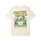 Faithful Citizens Apparel Co Men's T-shirt Fighting my battles featuring illustrated fighters and colorful lettering Exodus 14:14 Ivory