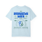 Faithful Citizens Apparel Co Men's T-shirt Disciple Life with an illustration and colorful lettering Luke 9:23 Chambray