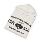 Faithful Citizens Apparel Co Woman's Hoodie with a pickleball graphic and “Love All” lettering 1 Corinthians 16:14 Bone