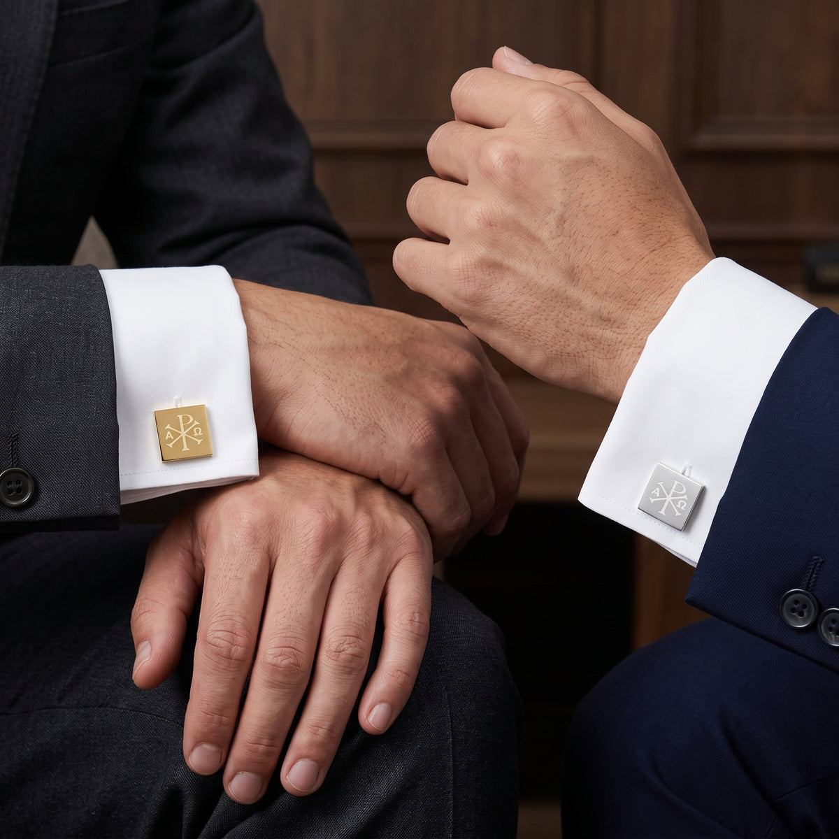 Faithful Citizens Apparel Co Gifts Alpha and Omega Cufflinks chi rho symbol Revelation 22:13 Gold/Silver