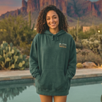 Faithful Citizens Apparel Co Woman's Hoodie with a snake graphic and “Bless your enemies extend grace” lettering Romans 12:14 Blue Spruce