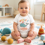 Faithful Citizens Apparel Co Kids Organic cotton Baby Onesie "Whaley Loved" Whale illustration Jonah 2:9 White